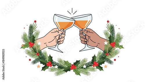 Cheers to Holiday Celebrations with Friends and Family in Joyful Seasonal Toast