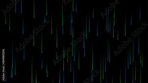 Neon Digital Hacker Rain Background with Vertical Falling Data Lines and Glowing Dots