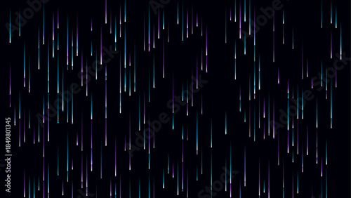 Cool Blue and Purple Data Grid with Falling Tech Lines and Square Bits - Hacker Rain Vector Background