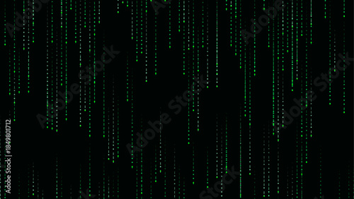Green Digital Hacker Rain Background with Falling Cyber Data Bits