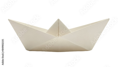 фотографія Isolated paper boat craft floating, geometric origami figure nautical, marine tr