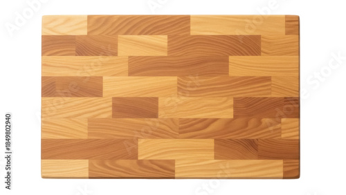 Photography Isolated butcher block made of wood in alternating shades, flat lay, minimal sty