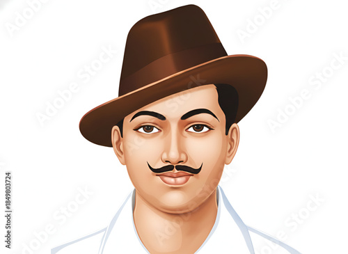 Bhagat Singh Indian freedom fighter patriotic illustration portrait representing republic day independence day revolutionary hero army sacrifice shahid divas national pride courage history heritage 