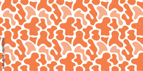 Seamless abstract camouflage pattern in orange and peach with organic fluid shapes modern design for textile wallpaper wrapping paper contemporary digital art illustration
