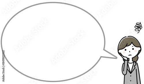 困っているスーツの女性　ふきだし
