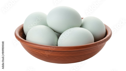 Isolated bowl of salted duck eggs, a traditional Asian cuisine delicacy that is preserved