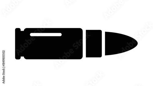 Black Bullet Icon Silhouette Vector Illustration.