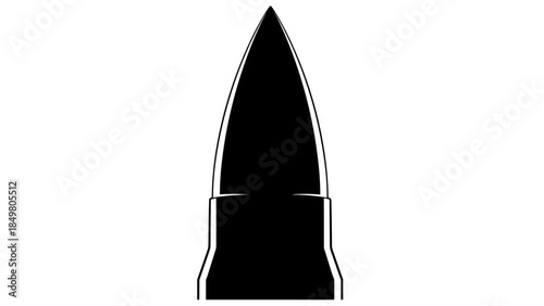 Black Bullet Silhouette Isolated on White Background.
