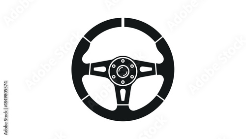 Black Car Steering Wheel Illustration.