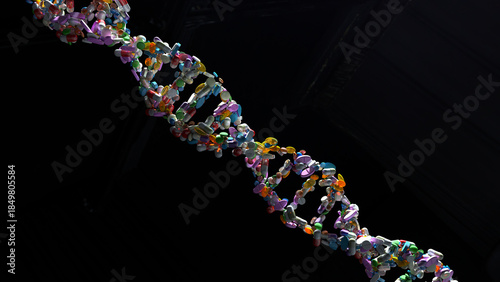 Tableau sur toile Illustration of DNA model made of drugs and pills, conceptional approach for Per