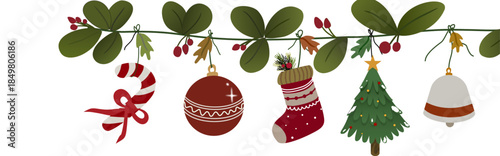 Christmas decorations made from cherry tree branches