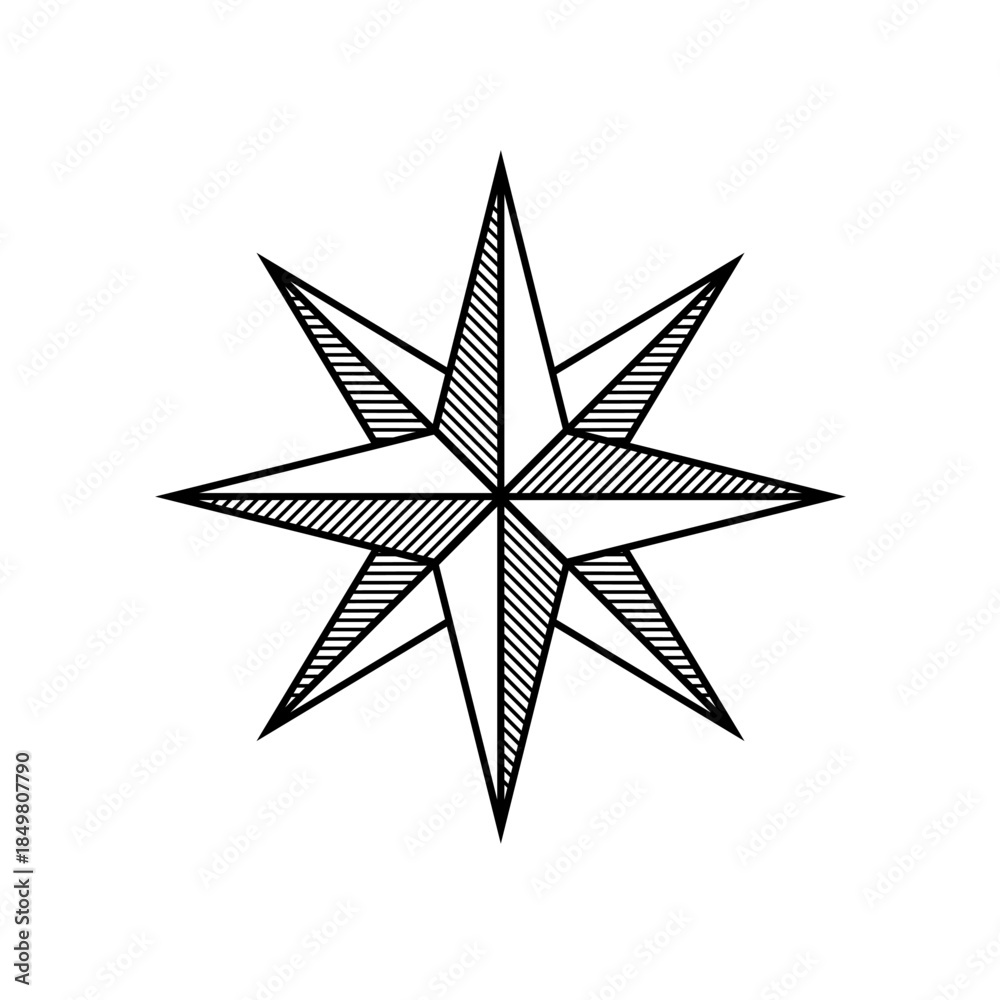 Fototapeta premium Wind rose, compass and world directions, vector illustration