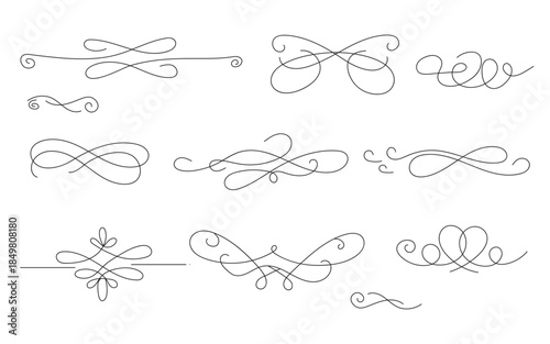 Collection of various ribbon bows and swirls illustrations