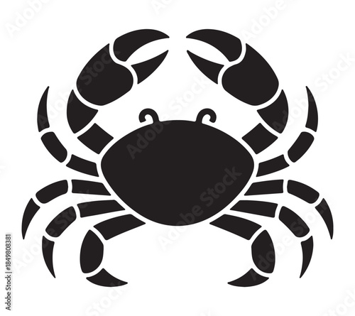 Black crab icon vector illustration in simple silhouette style for web and design.Crab vector icon