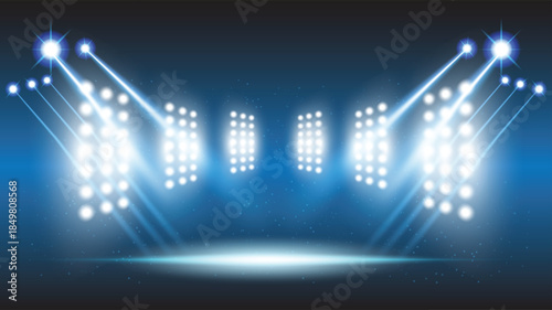 Illuminated stage with spotlights