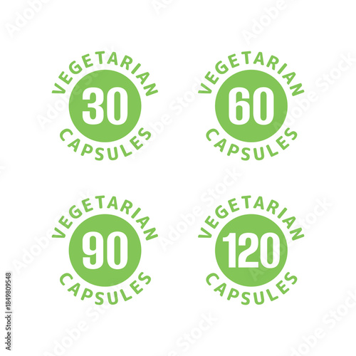 Vegetarian capsules icon with pills and plant, vegan, healthy and natural