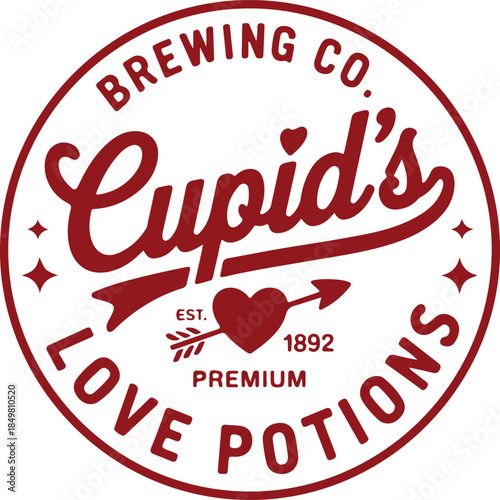 Brewing Co Cupids Est 1892 Premium Love Potions T-shirt, Vector file graphic with the text 'vector file'