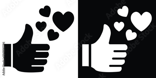 Like icon vector illustration glyph style on white and black background