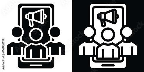 Influencer icon vector illustration glyph style on white and black background