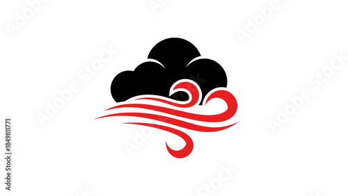 Black Cloud with Red Swirl Design.