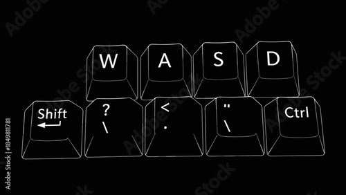 Black Computer Keyboard Keys Closeup View.