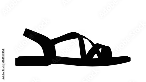 Black Female Sandal with Straps and Heel.