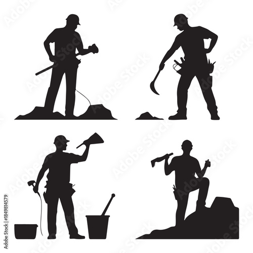 Construction Job Activity Silhouette Set