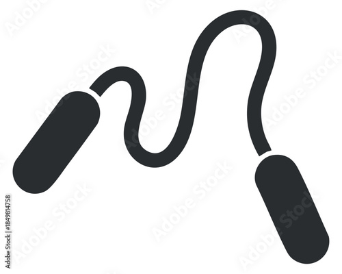 A jump rope with handles in black modern vector style, ideal for fitness and health-related designs