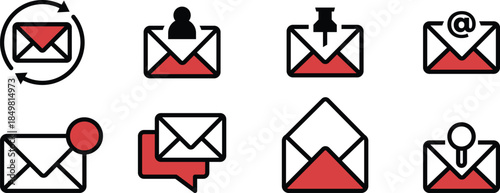 Icon Pack Collection Email, sender, recipient, subject, draft for Modern Web Design, Mobile Apps, UI UX and Design Resources