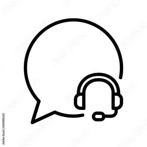 Digital business icon with headset inside speech bubble for customer support  