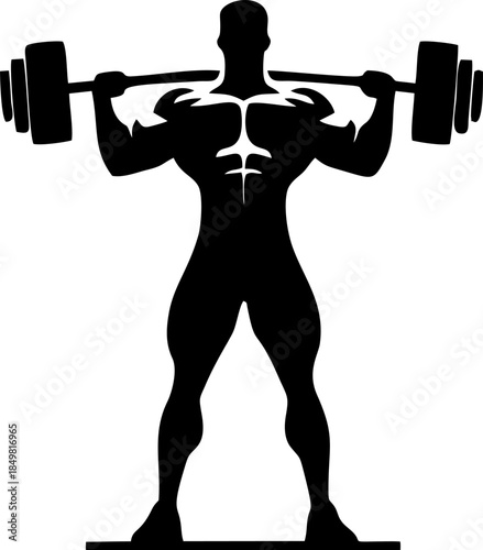 Barbell Shoulder Press Fitness Silhouette