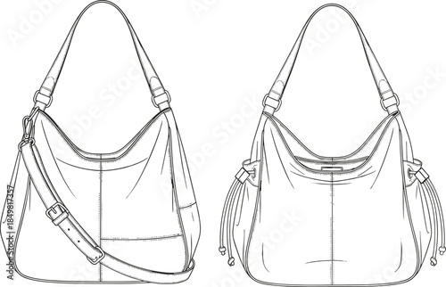 Men's Classic Western Shirt Fashion Flat CAD Drawing Vector Illustration, Front and Back Yokes, Snap Buttons, Long Sleeves with Triple-Button Cuffs, Apparel Template