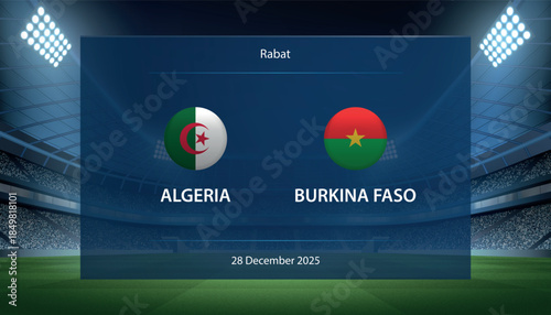 Algeria vs Burkina Faso, Football scoreboard broadcast graphic soccer