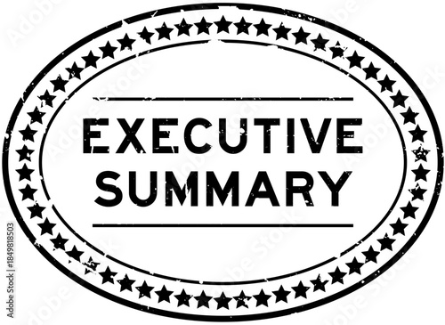 Grunge black executive summary word oval rubber seal stamp on white background