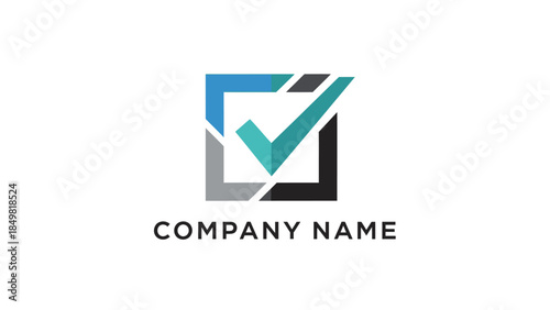 Company Logo with Checkmark and Square.