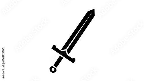 Black Medieval Sword Icon Simple Design.