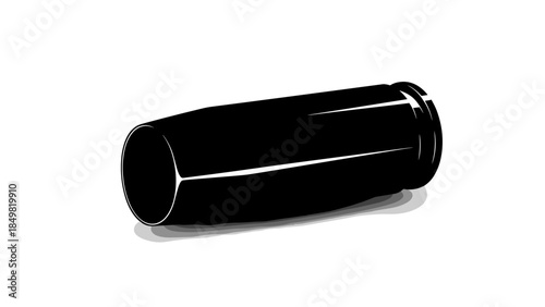 Black Metal Cylindrical Object on White Background.
