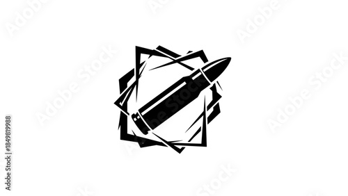 Black Pen Illustration with Geometric Shapes.