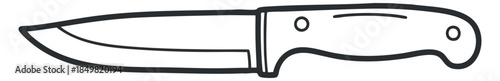 A simple outline of a kitchen knife in minimalist vector style, ideal for culinary design projects