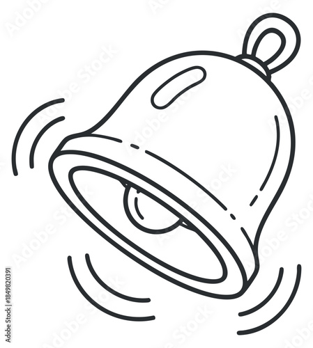A ringing bell in minimalist outline vector style, ideal for communication and notification designs