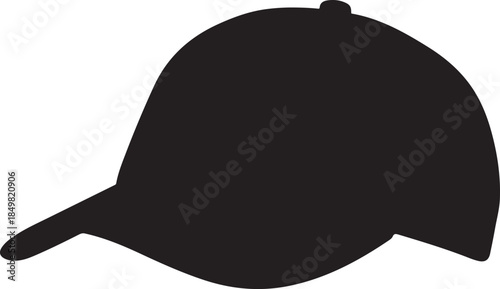Classic baseball cap silhouette icon representing sport, fashion, and outdoor apparel