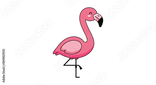 Delightful pink flamingo illustration with a minimalist design conveying tropical charm and
