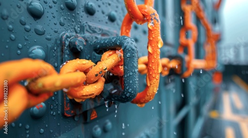 detailed shot of a ULD container being locked into its moorings on the aircraft's main deck