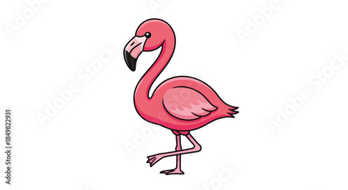 Captivating flamingo illustration with striking pink plumage and unique leg positioning delivering