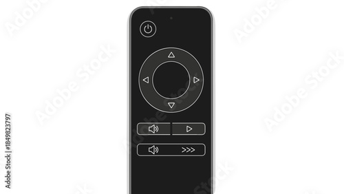 Black Remote Control with Circular Button.