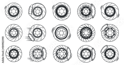 A collection of various donut illustrations in black and white outline vector style, ideal for food-related designs and menus