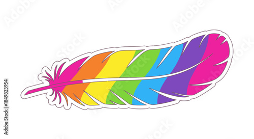Vivid rainbow feather illustration, embodying diversity and vibrant expression beautifully isolated