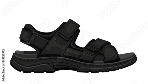 Black Sandal with Velcro Straps 1.