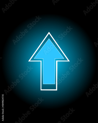 Free Download Neon Blue Up Arrow Icon With Glowing Halo - GFXLoad