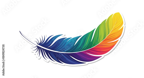 Vibrant Feather Illustration with Rainbow Hues Depicting Creativity and Serenity